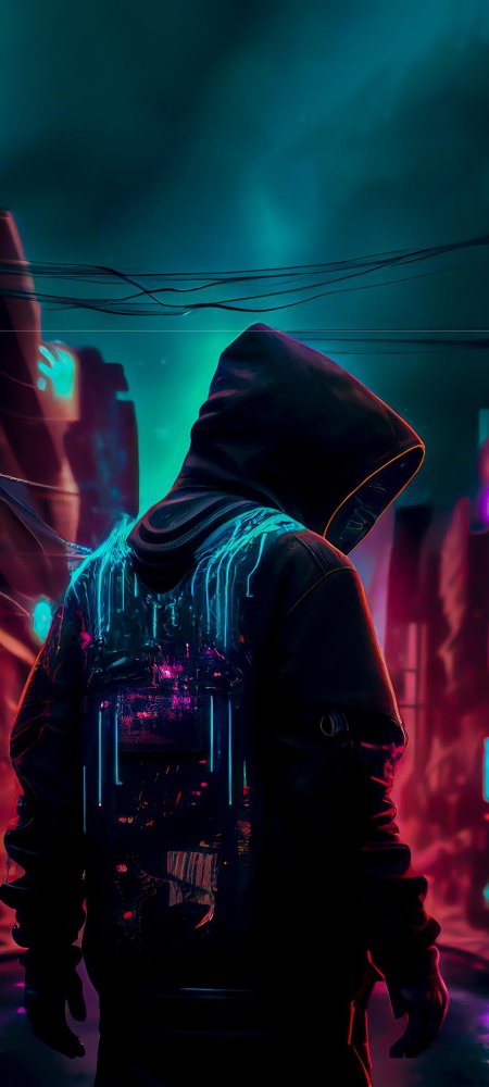 Неоновый хакер арт