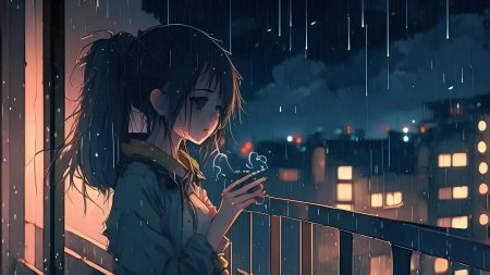 Грустная аниме девушка