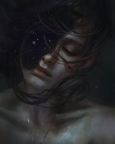 Грустная девушка арт