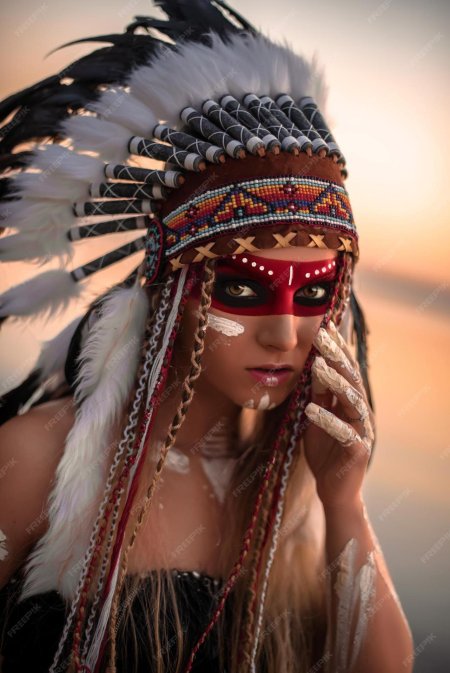 Макияж индейца для девушки