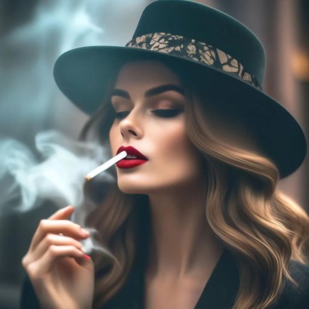 Красивая девушка курит сигарету