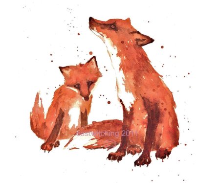 Лиса с лисенком рисунок