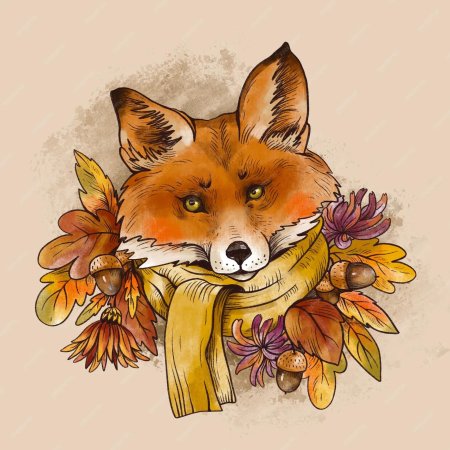 Лиса осень рисунок