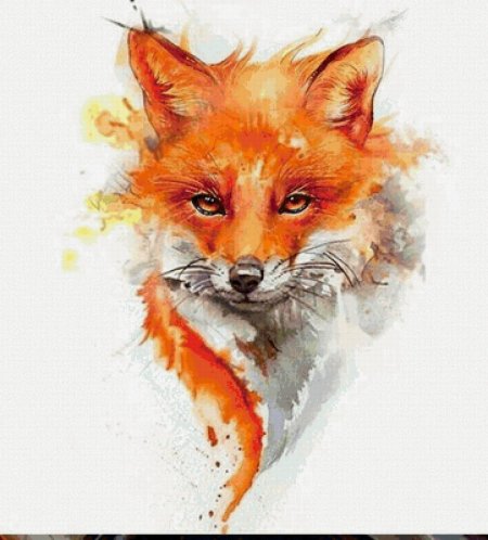 Лиса акварелью