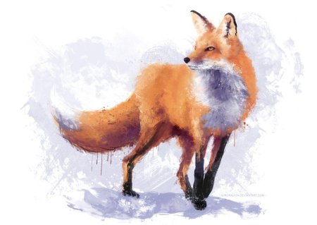 Лиса акварель