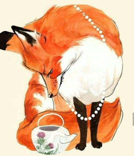 Лиса пьет чай