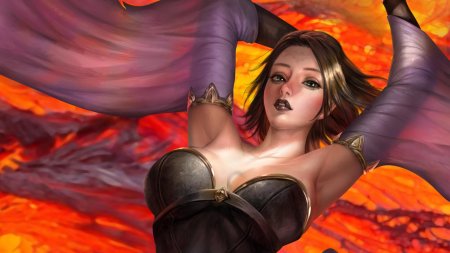 Девушка в платье фэнтези огонь