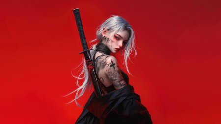 Самурай девушка арт