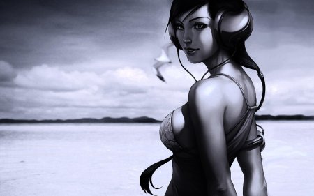 Девушка в наушниках