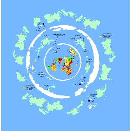 Карта плоской земли за антарктидой