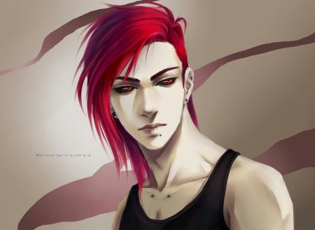 Парень с красными волосами арт