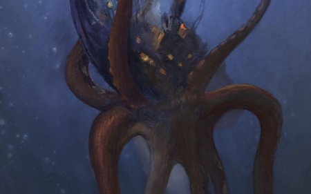 Гигантский осьминог кракен. морское чудовище.