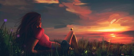 Закат девушка