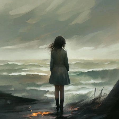 Одинокая девушка рисунок