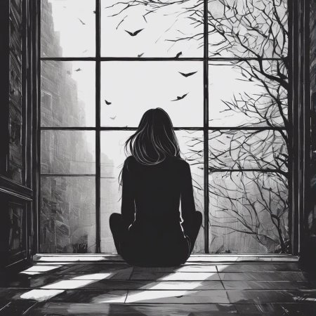 Девушка смотрит в окно