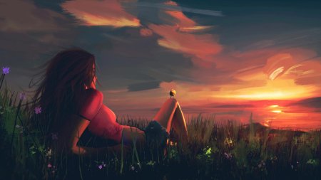 Закат девушка