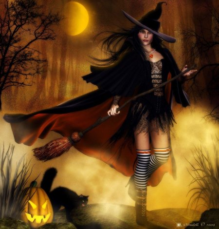 Ведьма с метлой