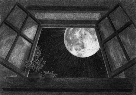 Лунная ночь в окне