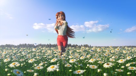 Девушка в ромашковом поле