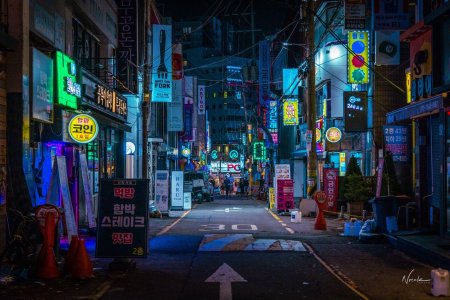 Корея сеул город неон