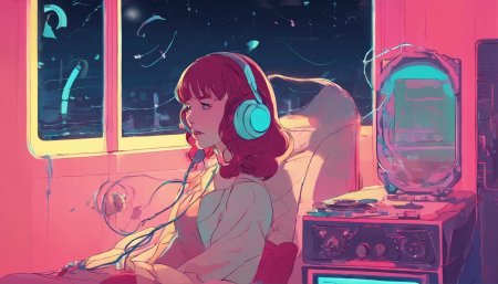 Девушка слушает музыку