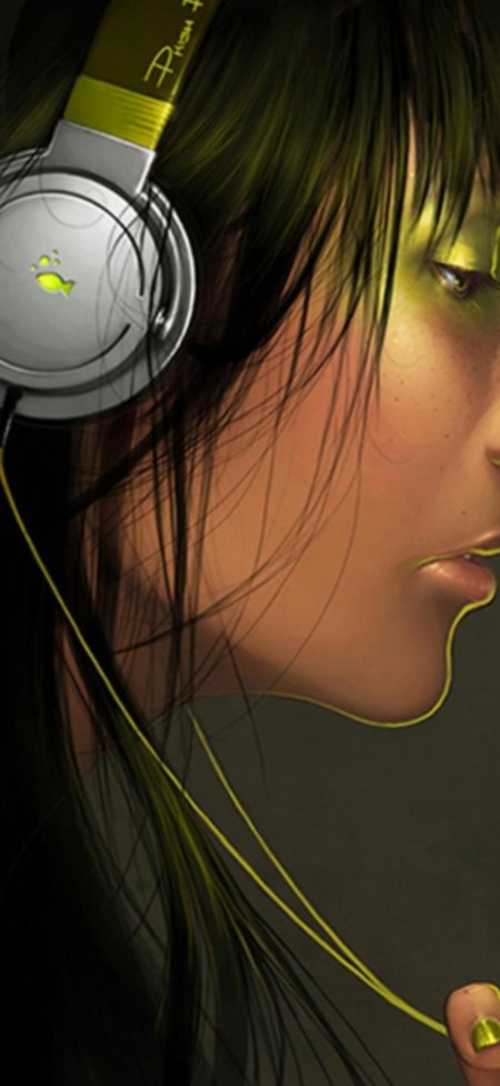 Наушники девушки