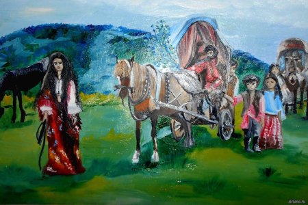 Цыганская кибитка картина