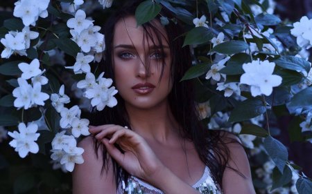 Цветы девушка