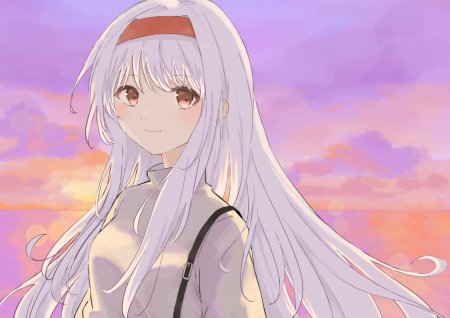 Аниме девушка белые волосы