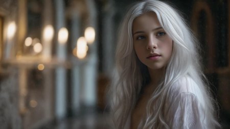 Девушка с длинными белыми волосами