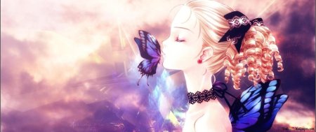 Аниме девушка с бабочками