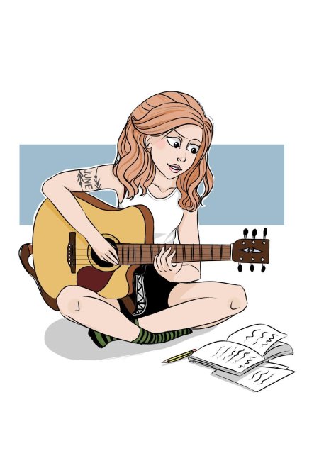 Девушка с гитарой рисунок