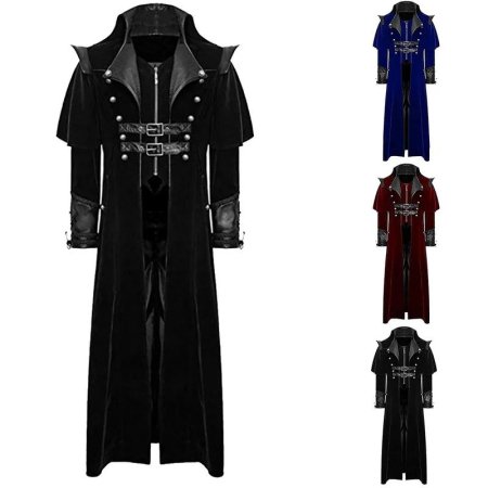 Mens coat long jacket gothic steampunk с капюшоном