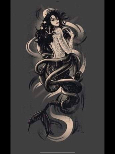 Русалка тату эскиз