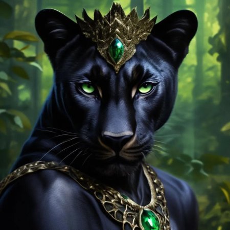 Черная пантера с зелеными глазами