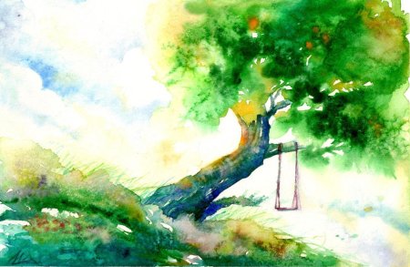 Дерево акварель