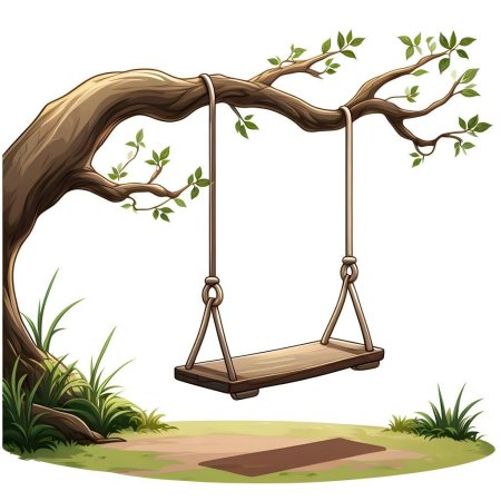 Дерево с качелями рисунок