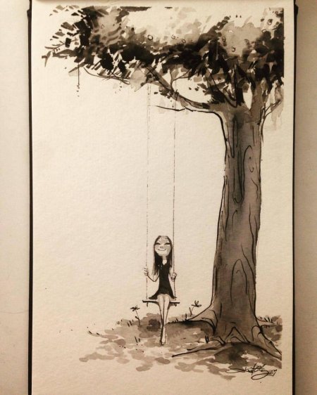 Дерево с качелями