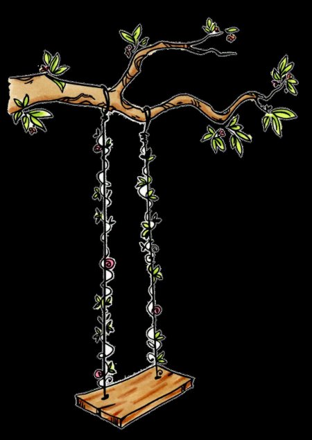 Качели на дереве рисунок