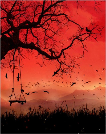 Пейзаж с качелями