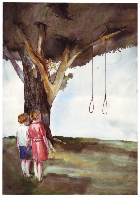 Качели на дереве рисунок