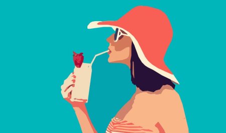 Девушка пьет коктейль