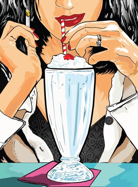 Поп арт девушка с коктейлем