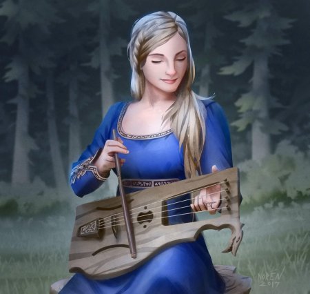 Полуэльф бард с лютней