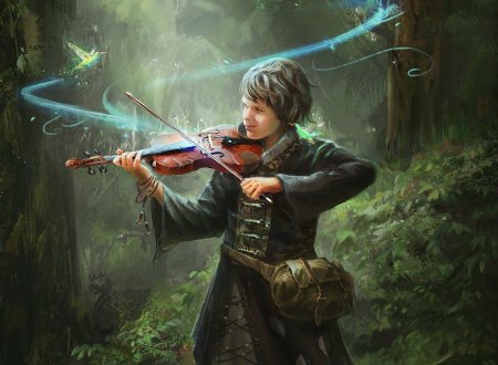 Полуэльф бард с лютней