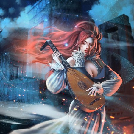 Полуэльф бард девушка