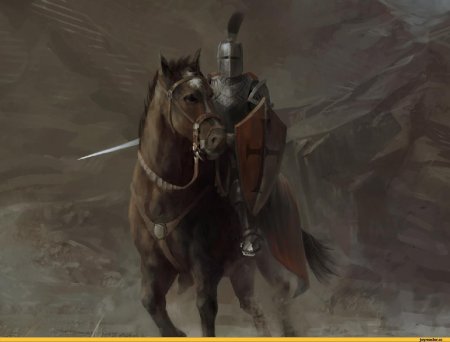 Рыцарь-храмовник средневековья на коне