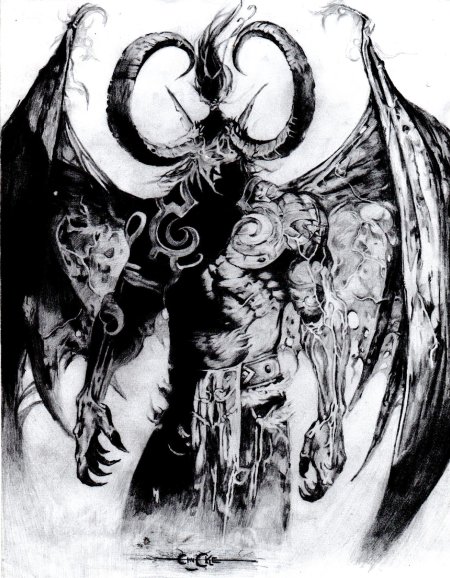 Демон черно белый