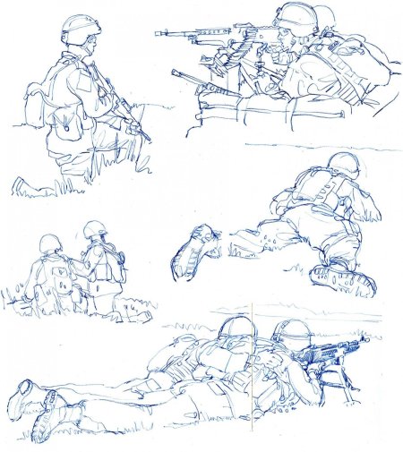 Спецназ позы сбоку с винтовкой