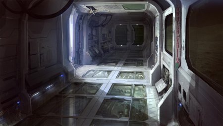 3d коридор космического корабля амонг ас